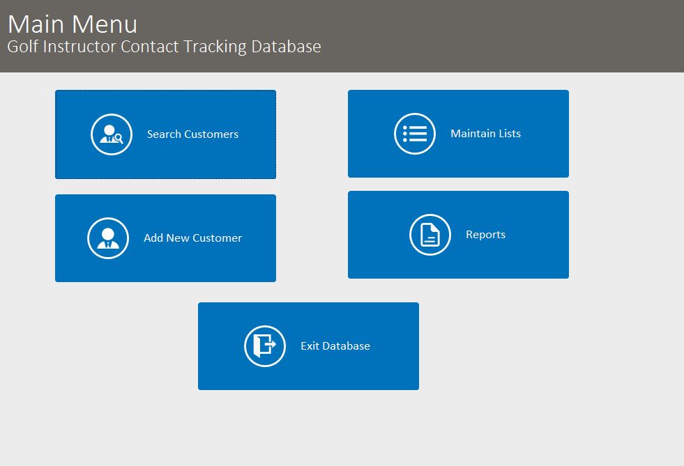 Golf Instructor Contact Tracking Template Outlook Style | Contact Tracking Database